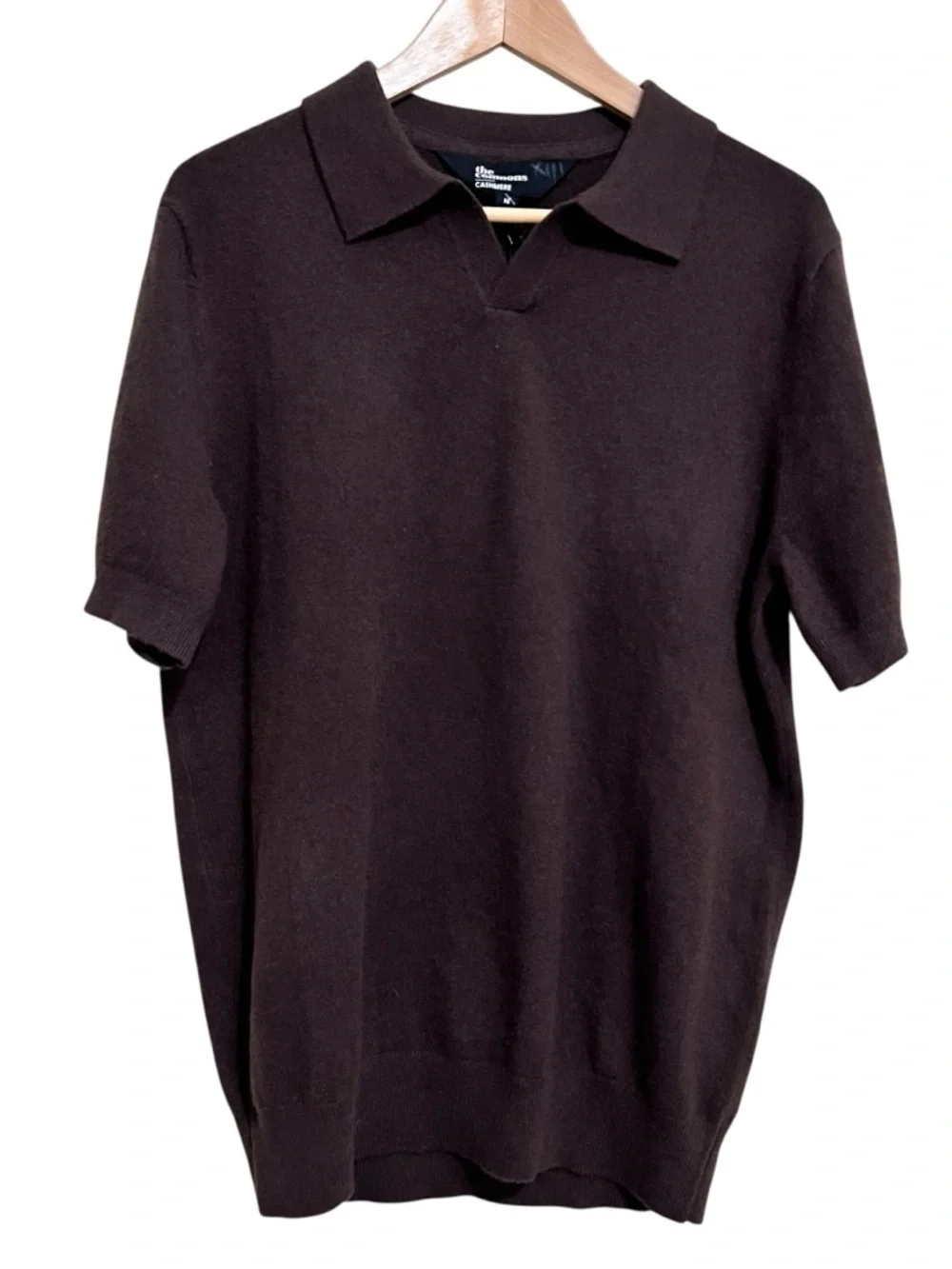 The Commons Sweater Mens M Brown 100% Cashmere Collared Short Sleeve